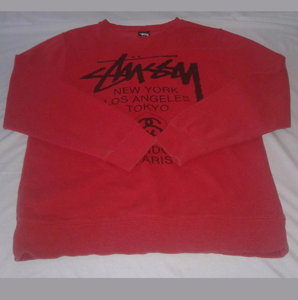 Rare Vintage Red World Tour Stussy GUC Sweatshirt